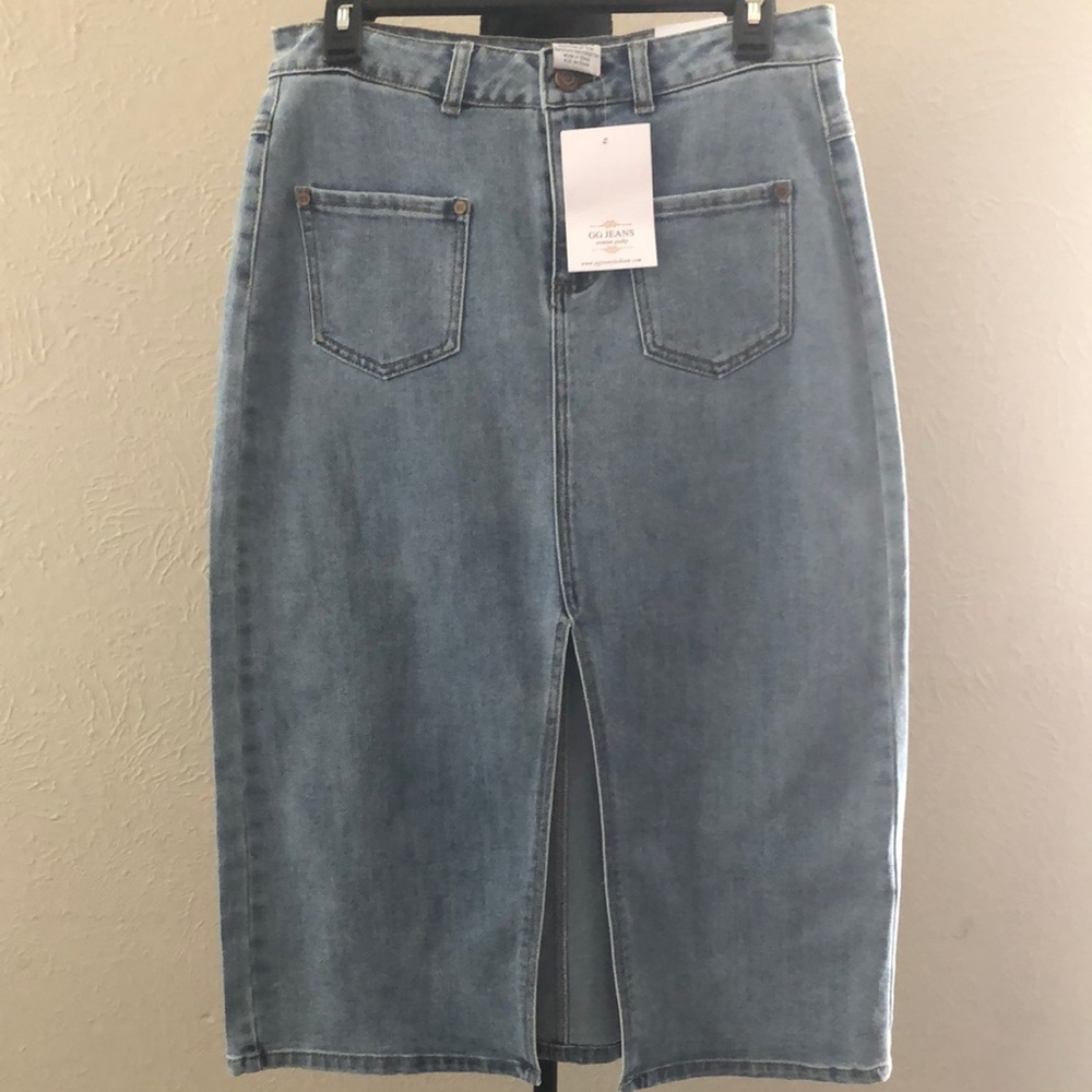 GG Collection Blue Pencil Skirt Knee-Length Casual